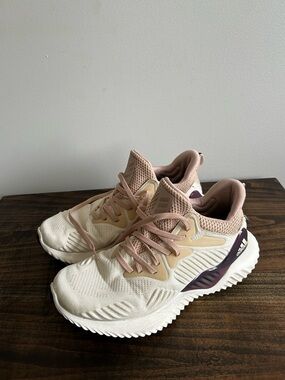Adidas Cream and Blush Running Shoes, Size 7.5, UK 6.